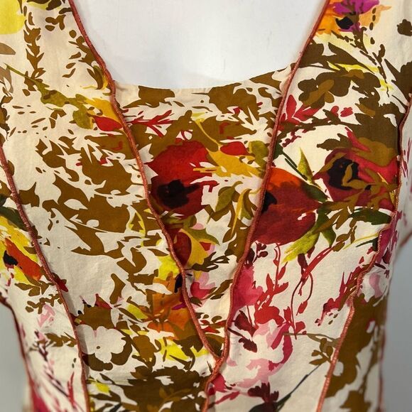 Sundance Catalog Dress Floral Silk sz 6 sleeveless beige multicolor *altered* -6 - Picture 8 of 8